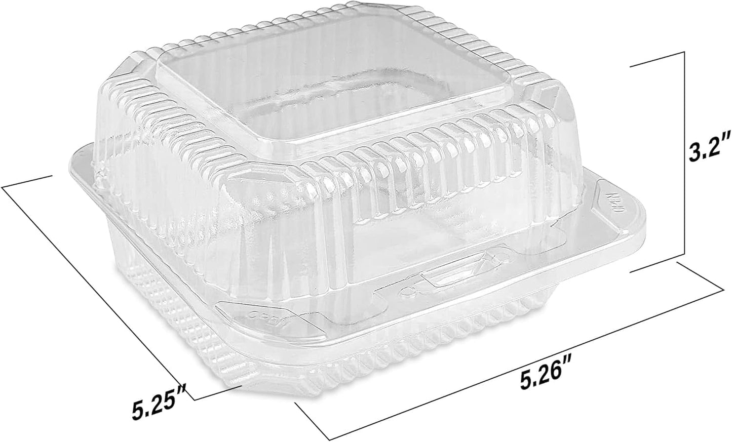 MT Products Clear Cake Slice Container 5" x 5" x 2.75" - To go Square Plastic Container (Pack of 40) - Made in the USA