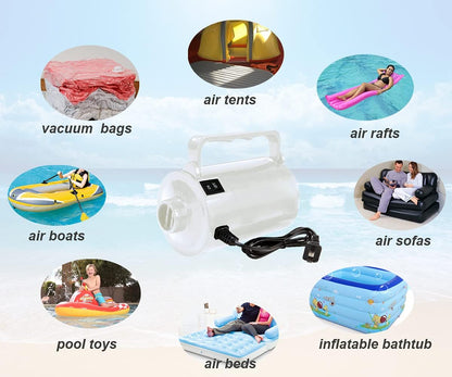 Artigarden Electric Air Pump Portable 460W Quick-Fill Air Pump Air Flow 45CFM 2.1PSI with Hose 5 Nozzles 120V AC Inflator Deflator Pump for Air Mattress Air Bed Inflatable Cushion Boat Swimming Ring