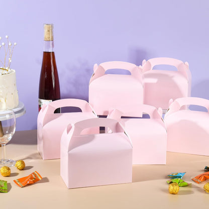 DjinnGlory 36 Pack White Party Favor Treat Boxes with Handle, DIY Paper Boxes for Baby Shower, Birthday, All Occasion, Small Gable Boxes for Small Business 6.18 x 3.58 x 3.38 Inches
