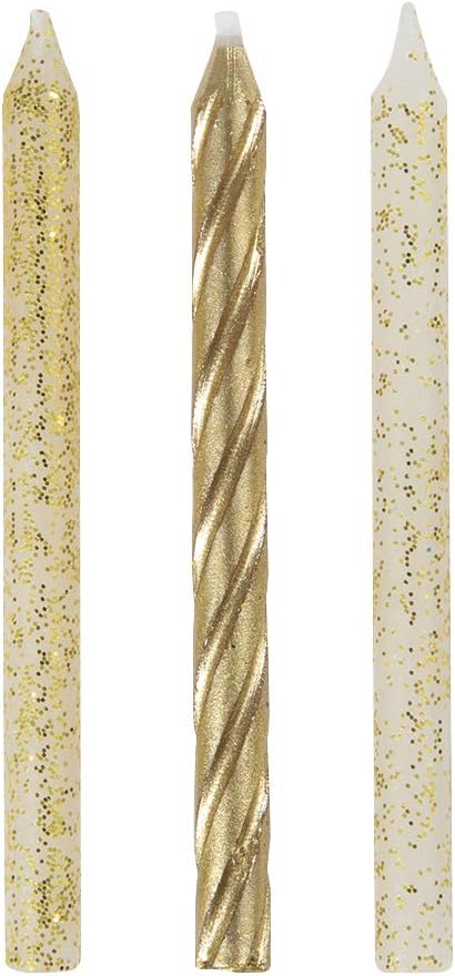 Vibrant Pink White & Gold Spiral Birthday Candles - (Pack of 24) - Premium Quality & Dazzling Assorted Color - Ideal for Birthday Celebrations