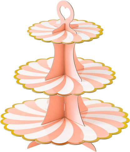 Soleebee 3-Tier Cupcake Stand, Cardboard Cupcake Tower, Dessert Cup Cake Stand Tower for Birthday Wedding Party Decoration, Cupcake Tier Stand 1 Set (Black)