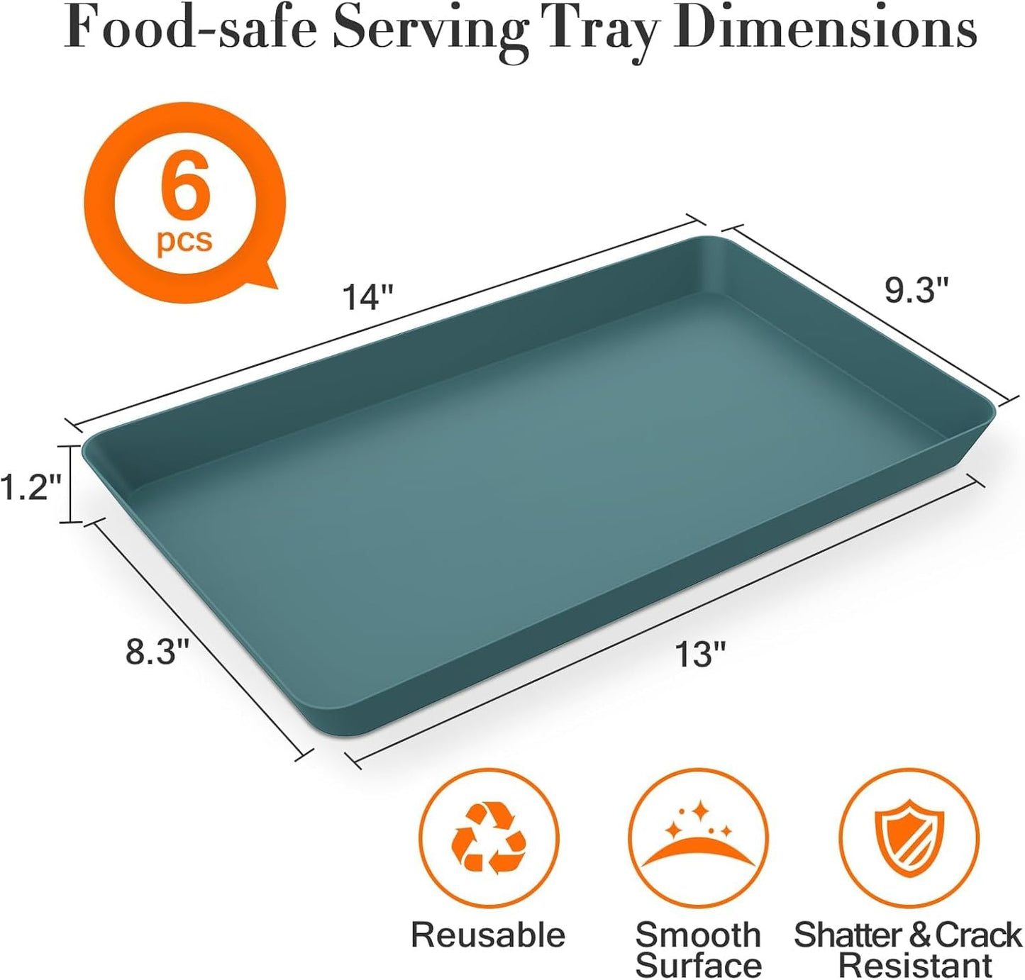 WOWBOX 4 pcs Serving Tray for Party, Grilling Accessories, Serving Platters for Snacks, Fruit, Reusable Plastic Trays for Serving Food and Pantry Organization in Kitchen & for Mothers Day Parties