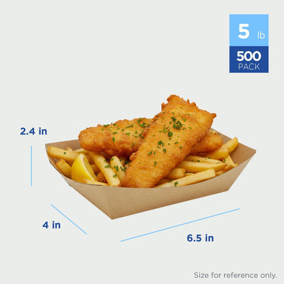 Karat Paper Food Trays Disposable [2 LB - 1,000 ct] Sturdy Food Boats, Leak Resistant | Ideal for Snacks, Nachos and Finger Foods