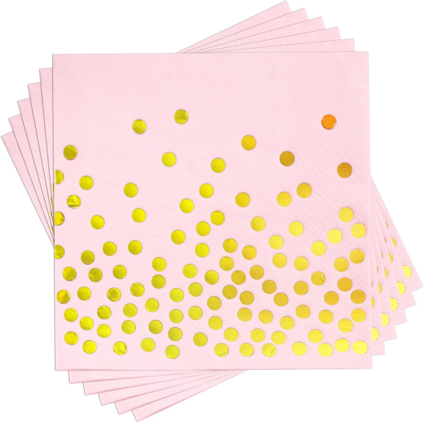 100PCS Blue Party Napkins Gold Dot Cocktail Paper Napkins Beverage Napkin for Birthday Wedding Dinner Disposable Supplies