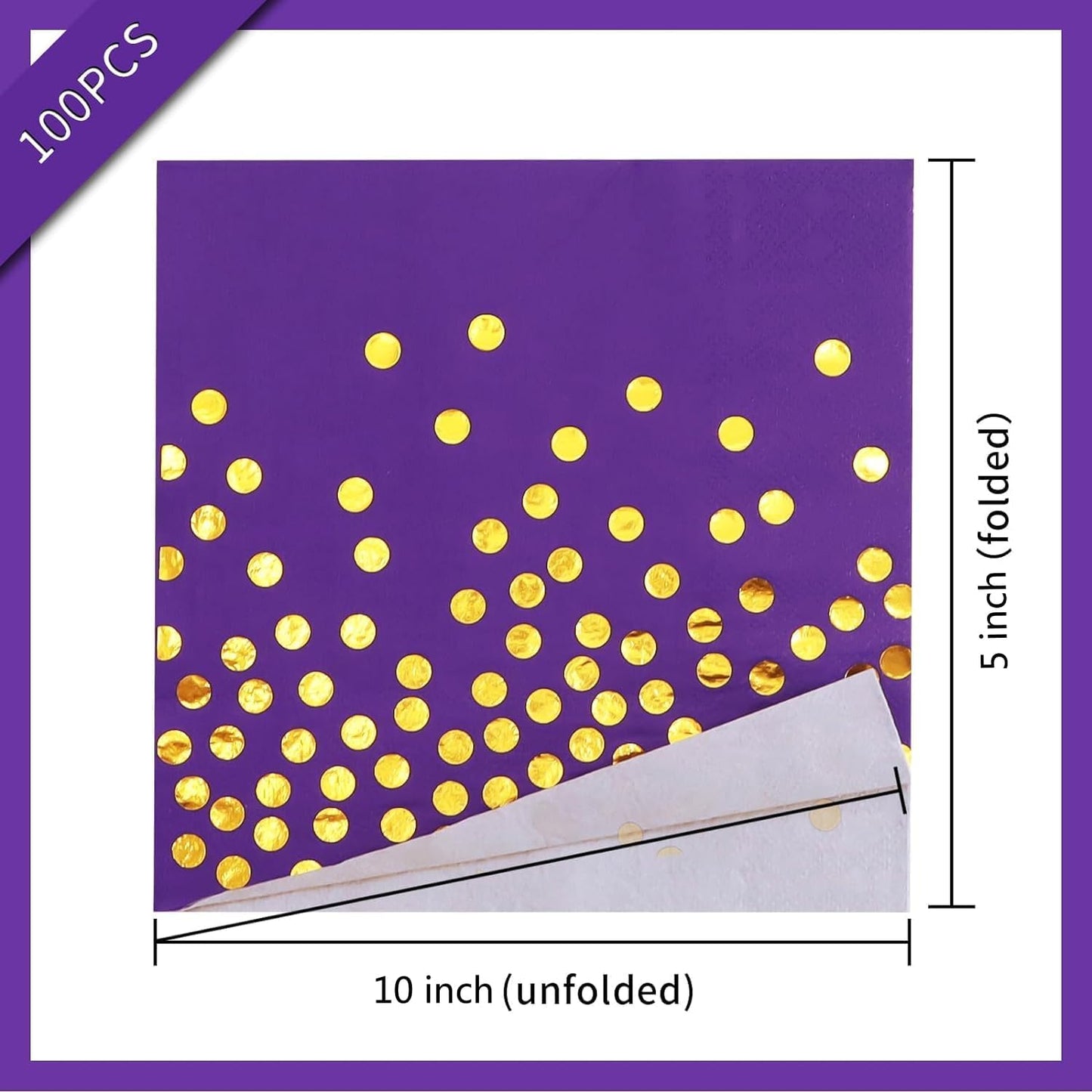 100PCS Blue Party Napkins Gold Dot Cocktail Paper Napkins Beverage Napkin for Birthday Wedding Dinner Disposable Supplies