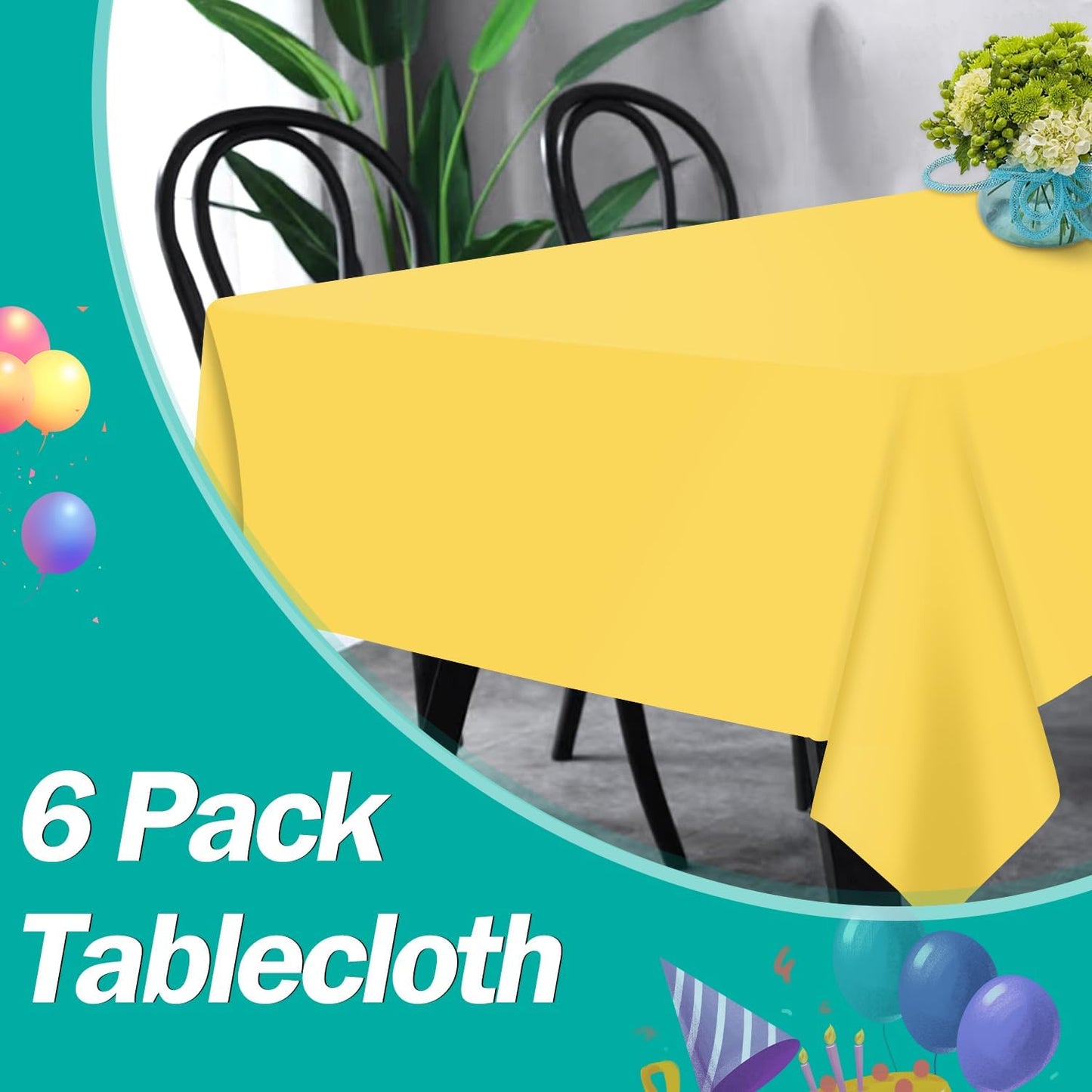 tujol Royal Blue 6 Pack Plastic Table Cloth 54" x 108", Disposable Tablecloths Rectangle Table Cover, Plastic Tablecloths for Parties