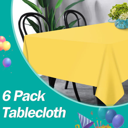 tujol Royal Blue 6 Pack Plastic Table Cloth 54" x 108", Disposable Tablecloths Rectangle Table Cover, Plastic Tablecloths for Parties