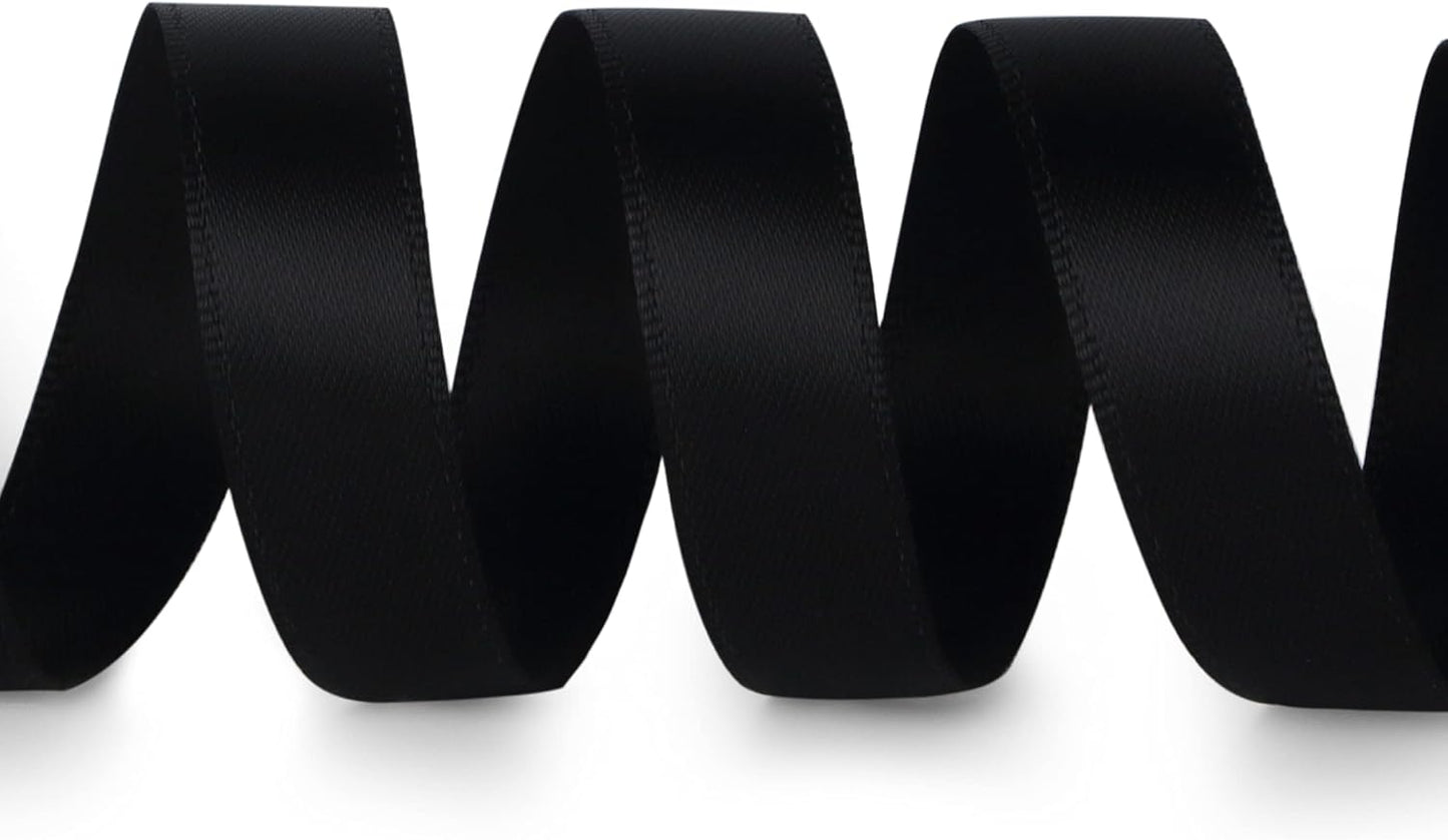 Ribbli Double Faced White Satin Ribbon,3/8” x Continuous 25 Yards,Fabric Ribbon use for Bows Bouquet,Gift Wrapping,Floral Arrangement