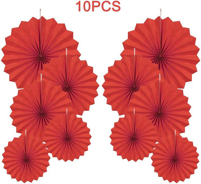Party Hanging Paper Fans Decorations Set, Gold Round Paper Fan Ceiling Party Decoration Suppiles,Set of 10