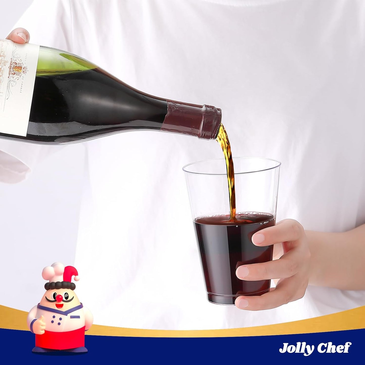 JOLLY CHEF 12 oz Clear Plastic Cups, 100 Pack Heavy-duty Party Glasses, Disposable Plastic Cups for Halloween,Thanksgiving Day, Christmas Party