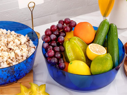 Hioasis 8 Pack Plastic Serving Bowls 128oz Gold Glitter Plastic Bowls Heavy Duty Disposable Serving Bowls for Party Snack & Salad & Candy & Bar Buffet