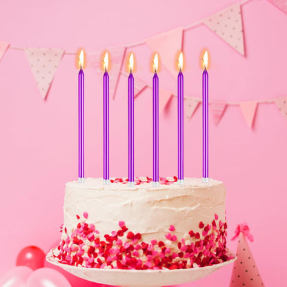 BEAN LIEVE 24-Count Birthday Candles - Long Thin Cake Candles Slow Burning Candles for Birthday, Wedding, Lucky Party Decoration (Champagne Gold)
