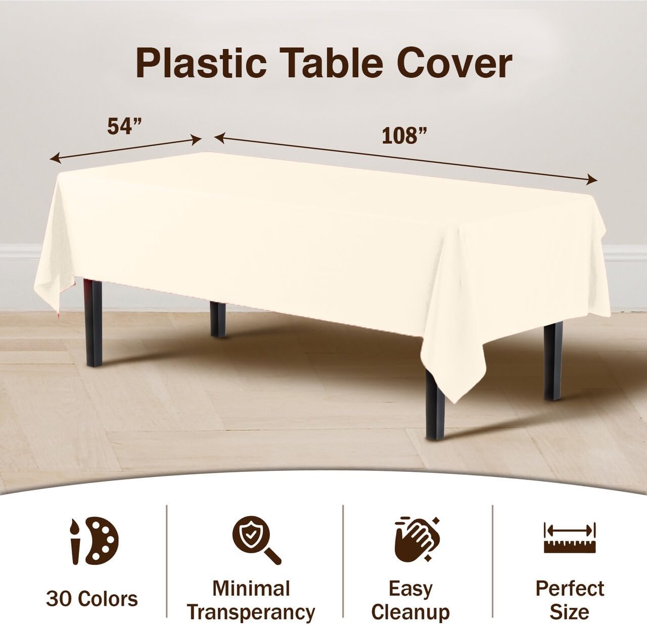 12-Pack Premium Plastic Tablecloth 54in. x 108in. Rectangle Table Cover - Dark Blue - Colors A