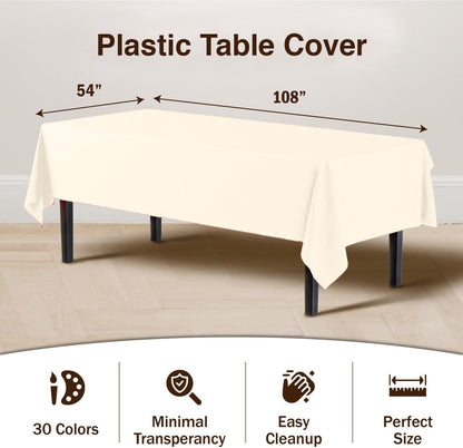 12-Pack Premium Plastic Tablecloth 54in. x 108in. Rectangle Table Cover - Dark Blue - Colors A
