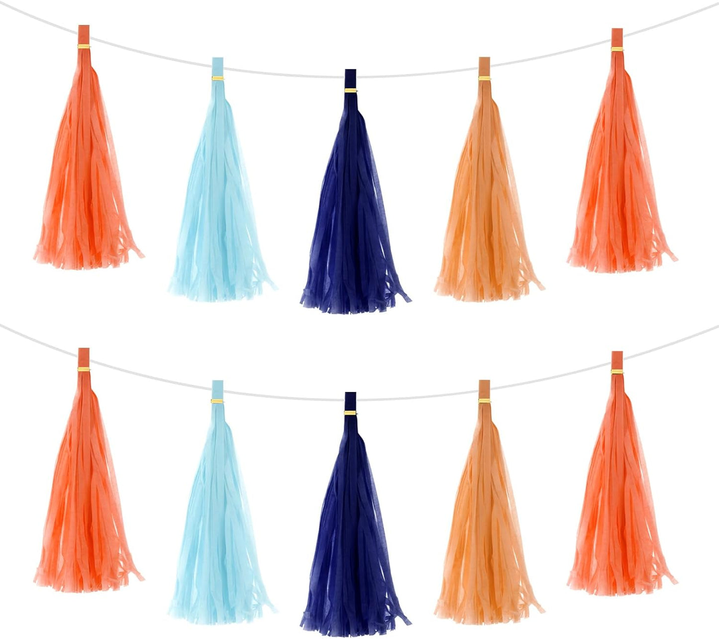 MECCANIXITY 20Pcs Light Blue Tassel Garland Banner with Rope Tissue Paper Tassels Party DIY Kits for Anniversary Wedding Birthday Party