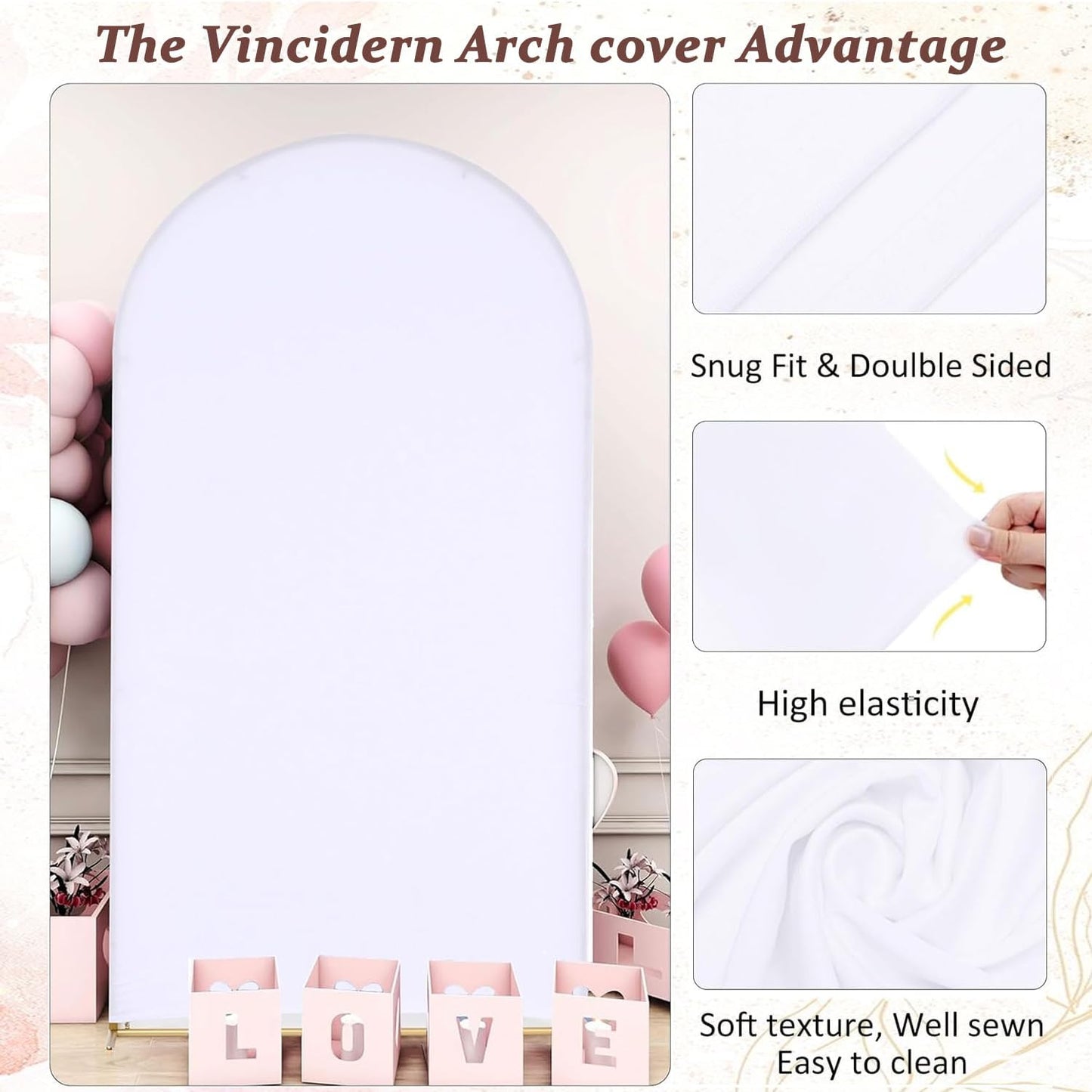 Vincidern 6.6 FT Wedding Arch Backdrop Stand for Parties, Balloon Arch Stand, Wedding Arches for Ceremony, Metal Arch Backdrop Stand for Bridal Baby Showers, Birthday Party Decoration Door Frame Gold