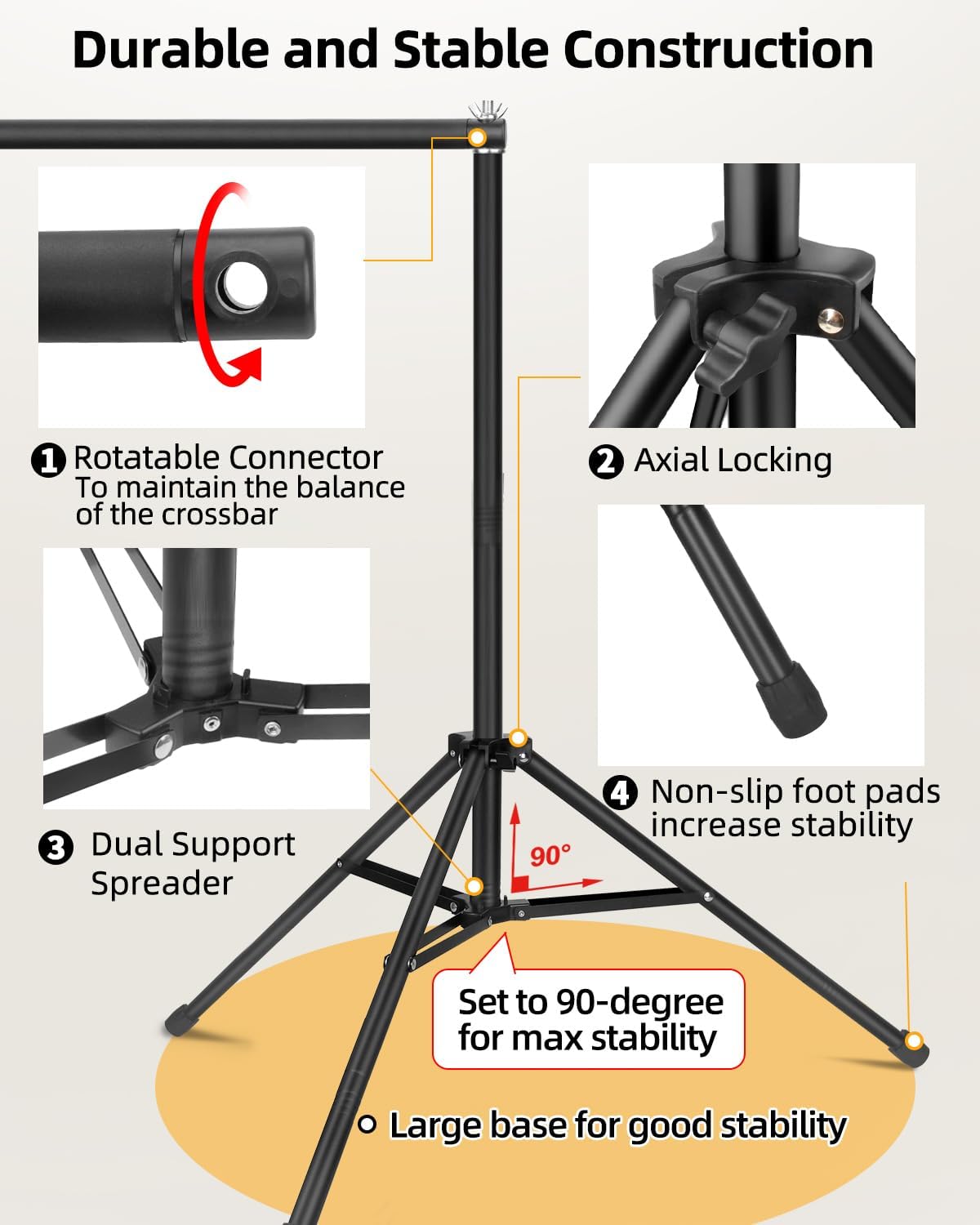 Hemmotop Backdrop Stand 10x8ft (WxH), Photography Background Stand for Parties, Adjustable Photo Backdrop Stands Kit for Wedding, Photo Booth, Party, Decoration, Balloon, Projector Screen