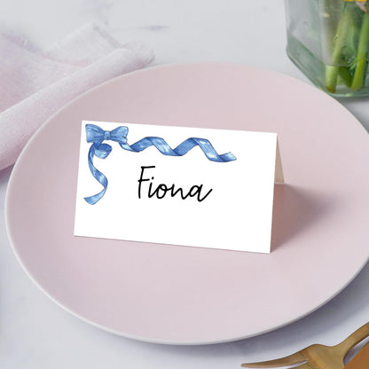 Gold Foil Border Place Cards, Set of 25 Tent Name Cards for Table Setting, Food Label for Wedding, Baby Shower, Birthday Dinner Party Supplies -010