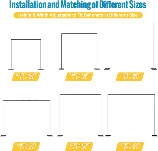 Fomcet 10FT x 10FT Backdrop Stand Heavy Duty with Base, Gold Portable Adjustable Pipe and Drape Kit, Square Metal Arch Party Frame for Wedding Birthday Parties Banquet Decorations
