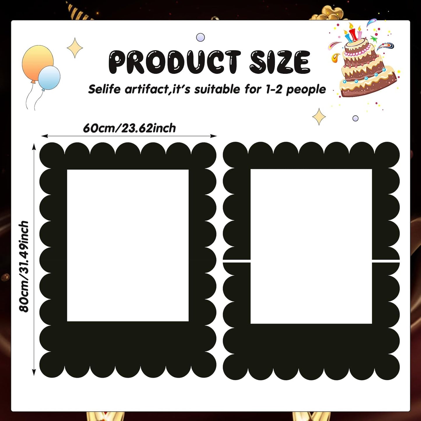 Beeveer 32 x 24 Inch Photo Booth Selfie Frame Prop Booth for Birthday Event Parties Large Blank DIY Cutout Props for Funny Decoration Christmas, Holiday Supplies