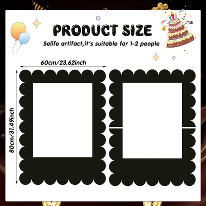 Beeveer 32 x 24 Inch Photo Booth Selfie Frame Prop Booth for Birthday Event Parties Large Blank DIY Cutout Props for Funny Decoration Christmas, Holiday Supplies