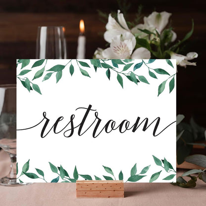 Andaz Press Wedding Party Signs, Natural Greenery Green Leaves, 8.5x11-inch, Bridal Shower Scavenger Hunt, 1-Pack - Colors B