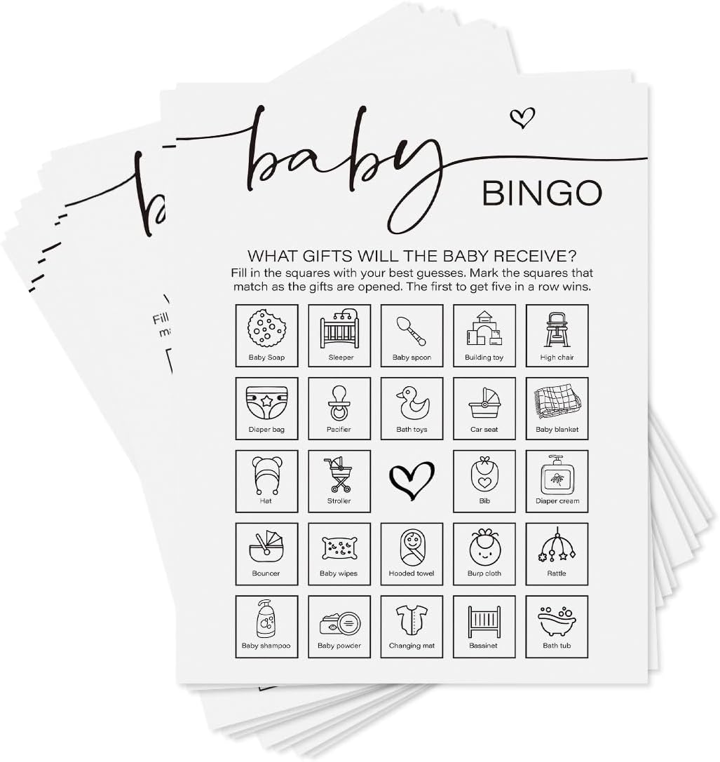 50 PCS Baby Bingo for Baby Shower Girl Boy Baby Shower Bingo Game Cards Baptism Party Perforated Calling Cards