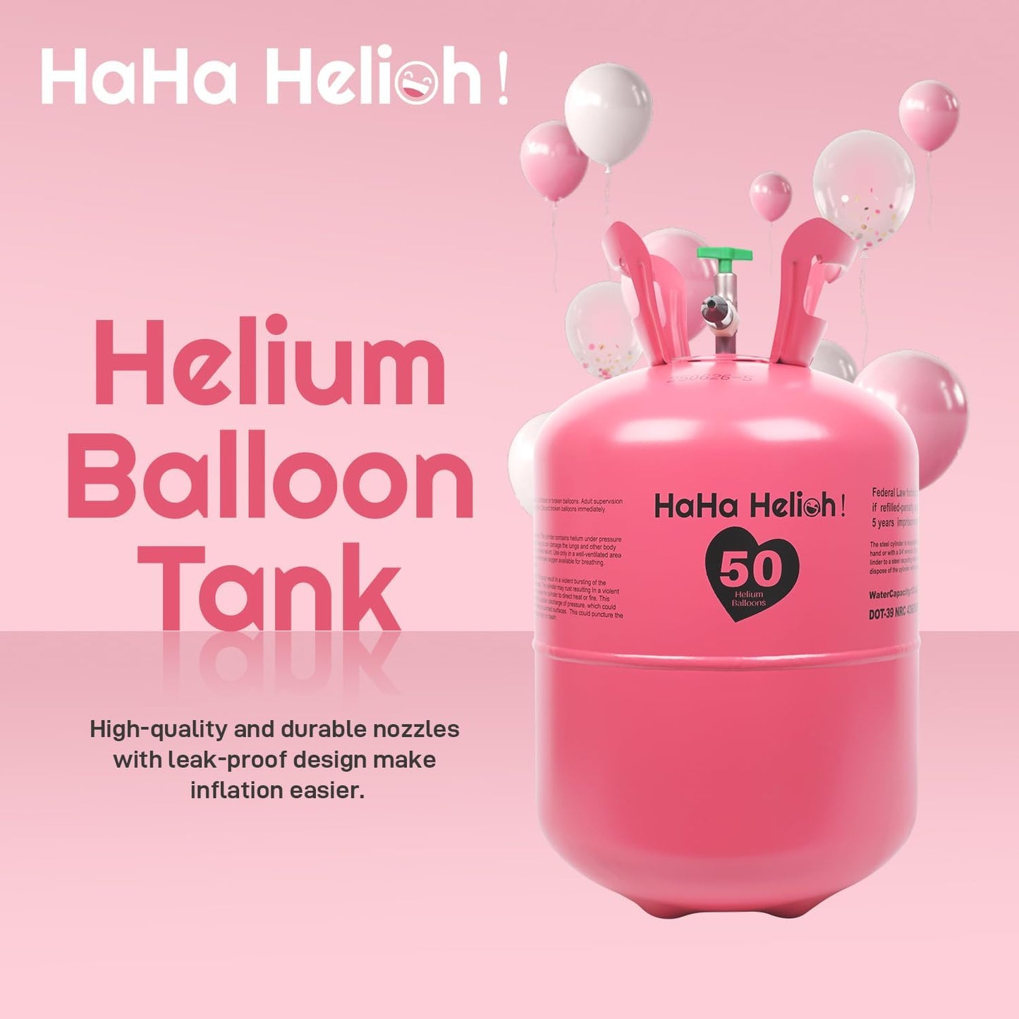 Helium Tank For Balloons At Home,13L Helium Tank Up To 50 Latex Balloons, Includes Filling Nozzle, Ideal for Birthday, Wedding & Party Decoration