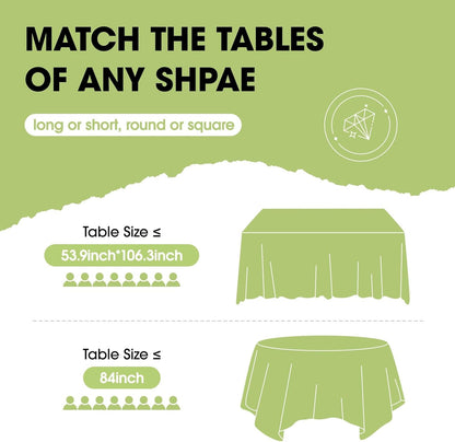 Pureegg Plastic Table Cloth Disposable 8 Pack, 54 x 108 Inch Table Cloths, Party, Picnic, Wedding, Decorative Tablecloths, Rectangle, White Plastic Cover, Leakproof & Sturdy, White