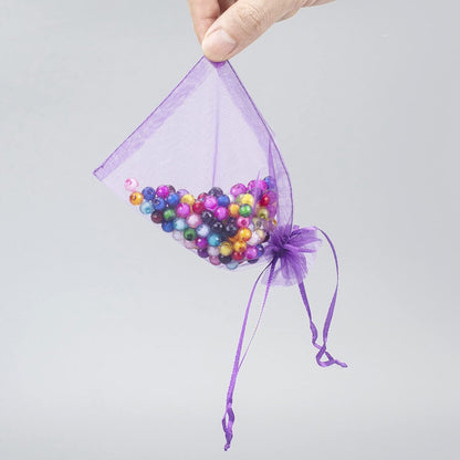 100pcs White Organza Bags 2x3 inch Sheer Drawstring Gift Bags Jewelry Pouches Wedding Party Christmas Favor Gift Bags, Little Mesh Gift Pouches Mini Candy Bags for Small Presents Earrings