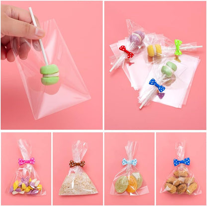 SOTMALTK 320Pcs Cake Pop Sticks and Wrappers Kit, 6inch Lollipop Sticks with Cake Pop Bags and Metallic Twist Ties Bow, Perfect for Making Lollipops,Candies,Chocolates and Cookies - Great for Parties
