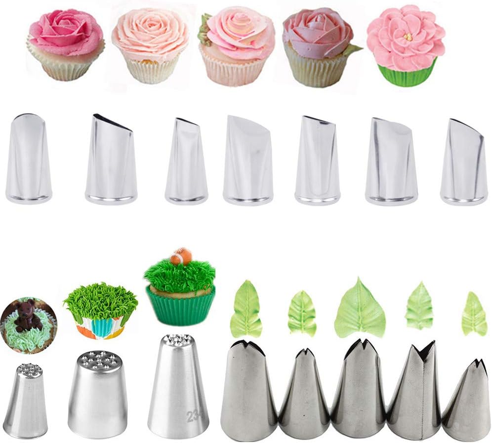 Piping Tips For Cake Decorating, Stainless Steel Icing Piping Nozzles For Pastry Fondant Decorating Tools (C)
