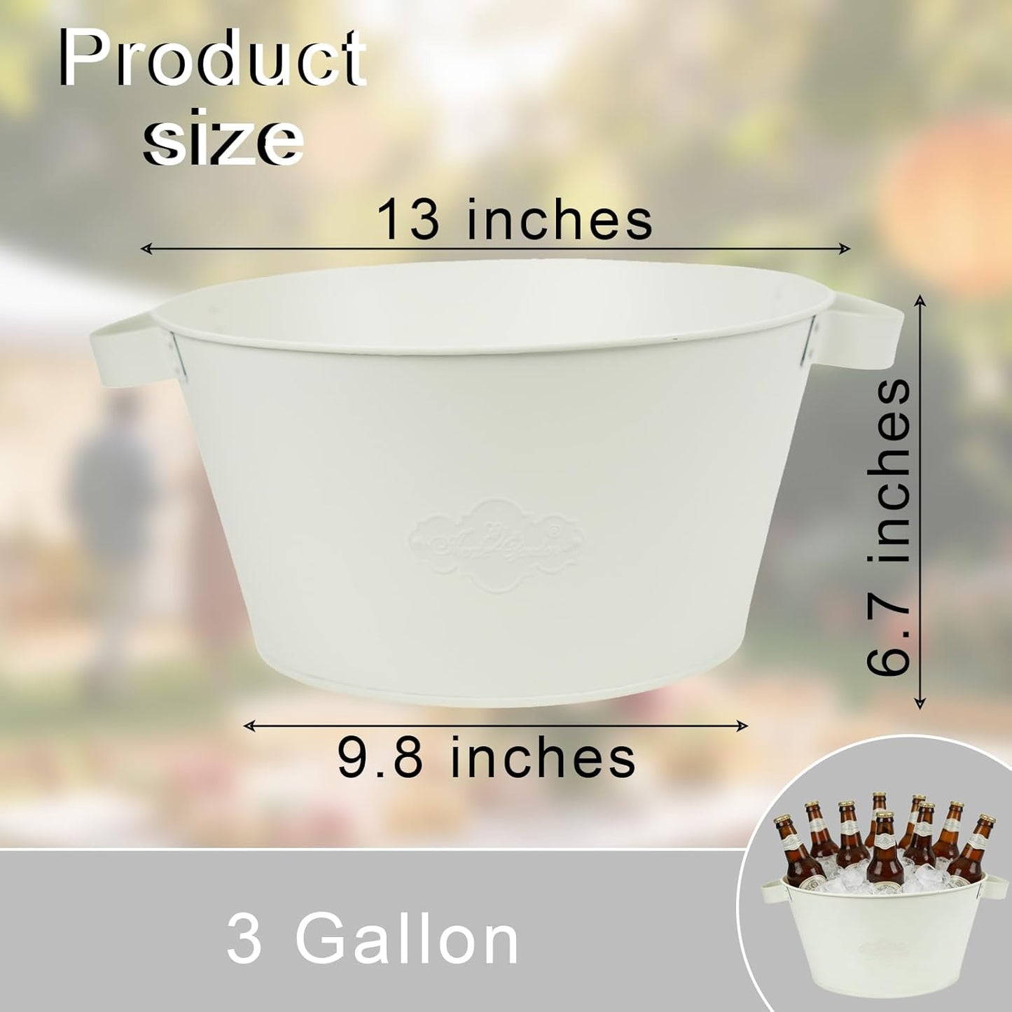 Metal Ice Buckets for Parties, Beer Cooler, Drink Tub & Christmas Decor Rustic Tub, Gift Bucket for a Holiday, Home Table Centerpieces Storage Decor, 13in dia