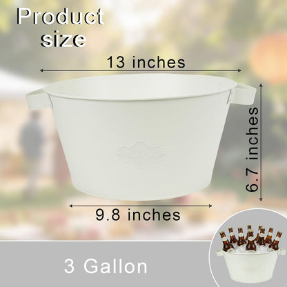 Metal Ice Buckets for Parties, Beer Cooler, Drink Tub & Christmas Decor Rustic Tub, Gift Bucket for a Holiday, Home Table Centerpieces Storage Decor, 13in dia