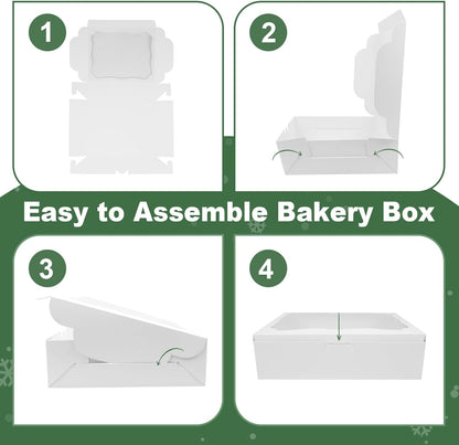 50pcs 8x5x2 Inch White Bakery Boxes Cookie Boxes with Window Treat Boxes Dessert Boxes for Cookie,Pastry,Macaron,Donut,Muffins,Chocolate,Cupcake and Candy Gift Giving