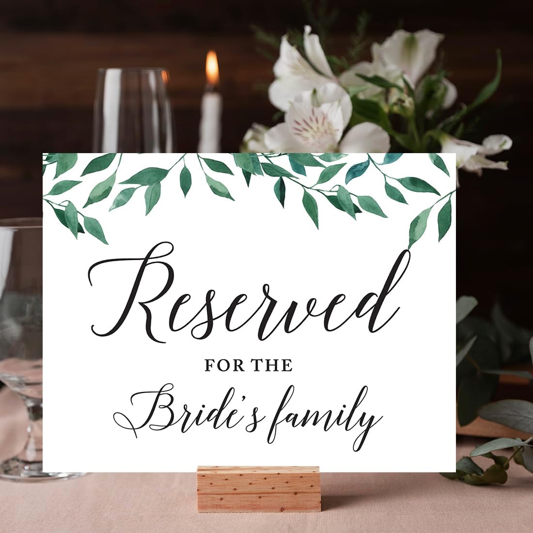 Andaz Press Wedding Party Signs, Natural Greenery Green Leaves, 8.5x11-inch, Bridal Shower Scavenger Hunt, 1-Pack - Colors D