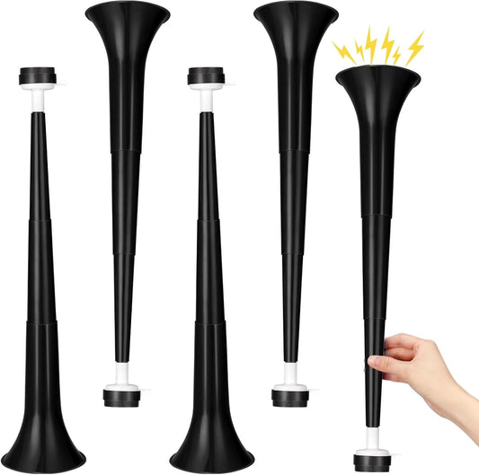 4 Pcs Collapsible Stadium Horn for Adult, 21 Inch Vuvuzela Plastic Trumpet, for Sporting Events Football Carnival Party, White