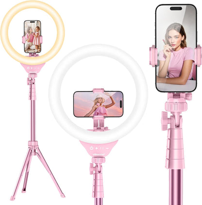 UBeesize 12'' LED Ring Light with 62'' Tripod Stand, Selfie Ring Light for Video Recording, Live Streaming, TikTok & YouTube, Compatible with iPhone & Android (Black)