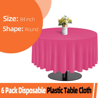 tujol Royal Blue 6 Pack Plastic Table Cloth 54" x 108", Disposable Tablecloths Rectangle Table Cover, Plastic Tablecloths for Parties