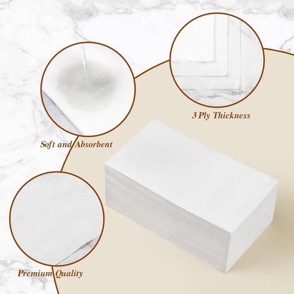 BESTVIP 200 Pack Disposable Paper Napkins, 3-Ply Dinner Napkins with Gold Trim for Guests, Bathroom Paper Hand Towels Soft and Absorbent, Perfect for Kitchen, Dinner, Party, Wedding or Event