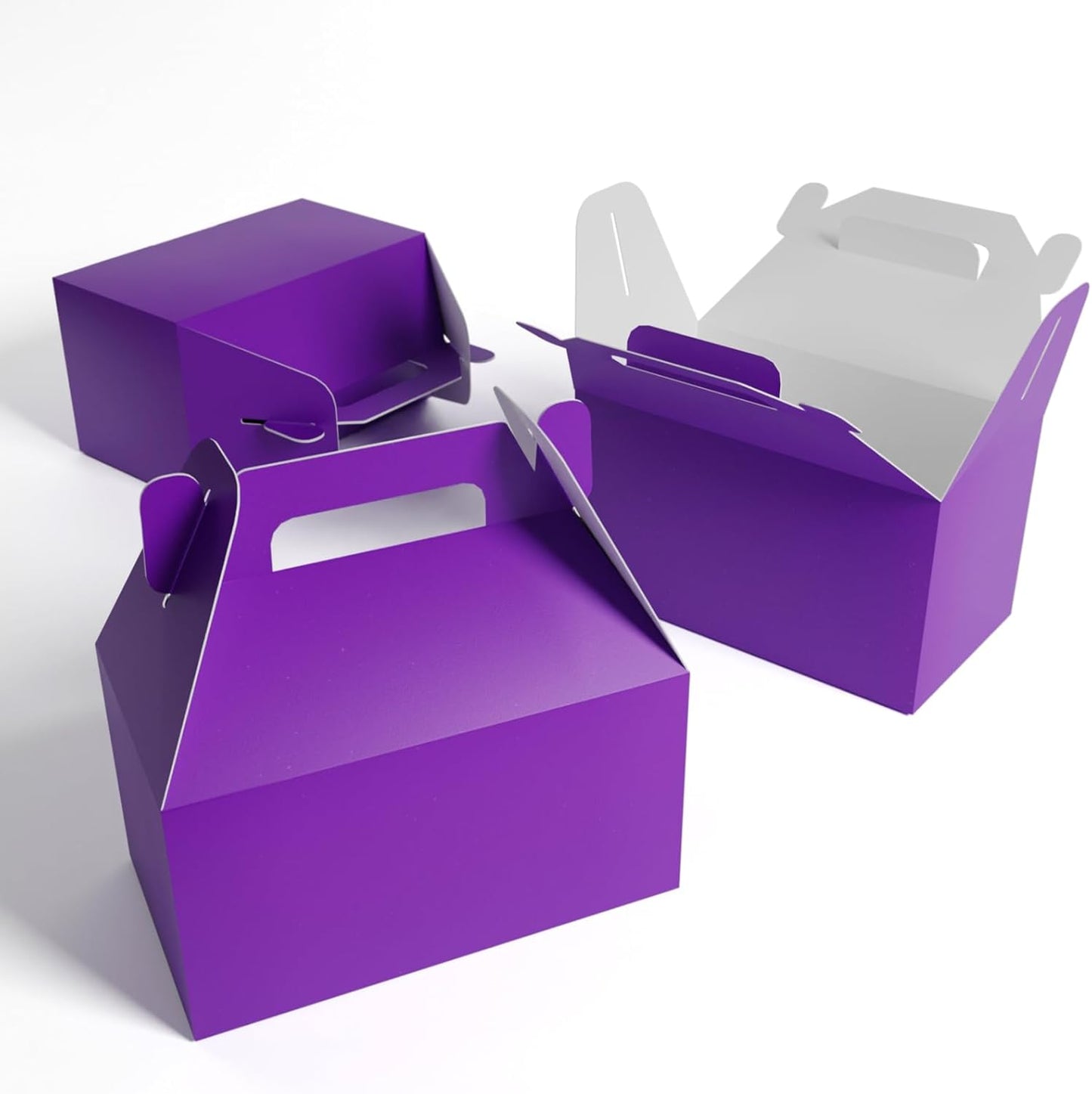 XAGLVV 24 Pack White Paper Gable Boxes,6.2 Inch Candy Boxes with Handle, Snack Party Favor& Gift Cookie bags for kids Birthday,Wedding, Baby Shower, Graduation.