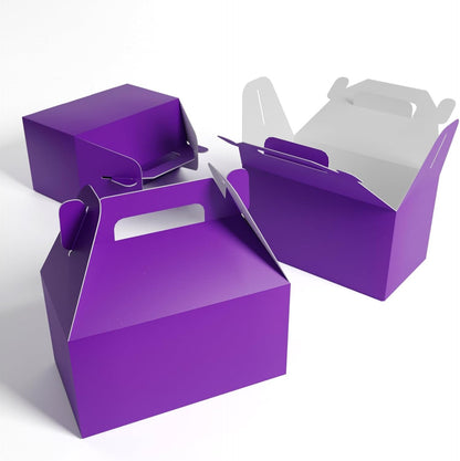 XAGLVV 24 Pack White Paper Gable Boxes,6.2 Inch Candy Boxes with Handle, Snack Party Favor& Gift Cookie bags for kids Birthday,Wedding, Baby Shower, Graduation.