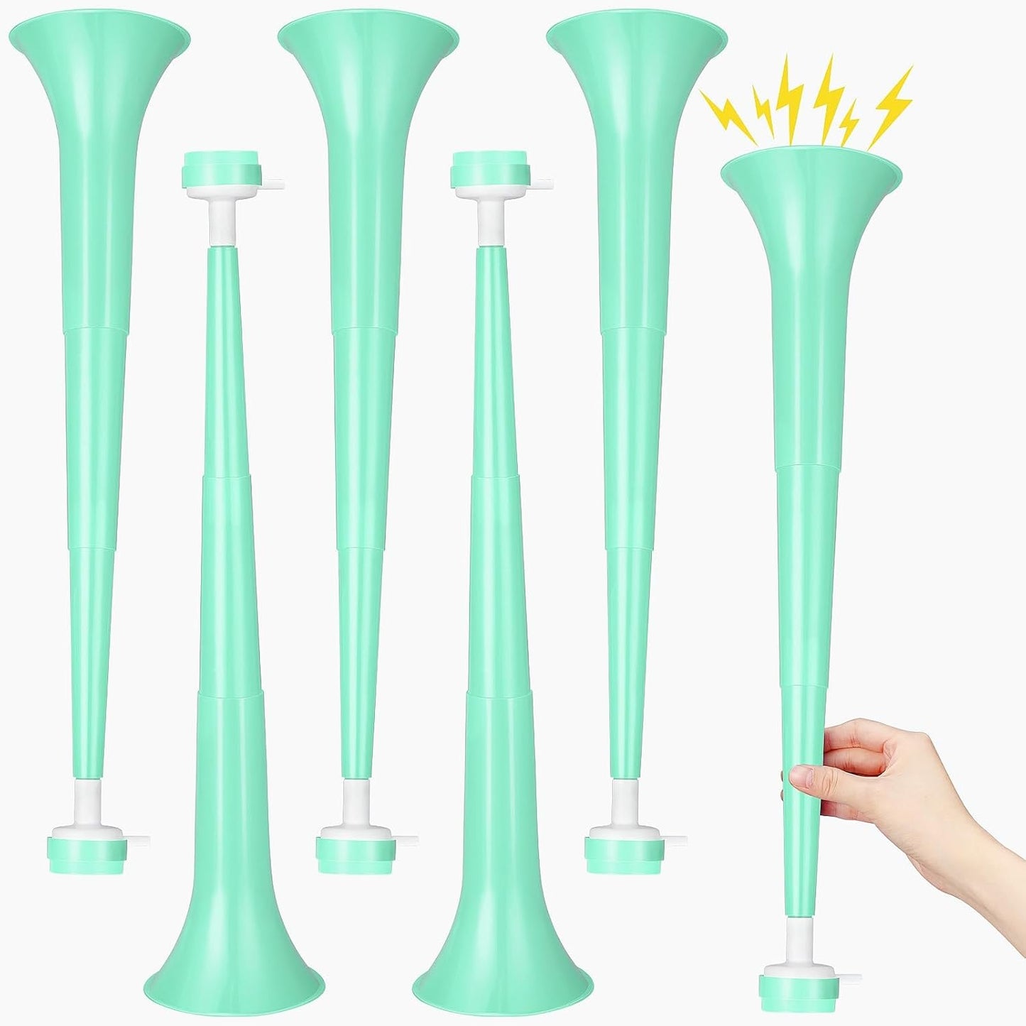 6 Pcs Stadium Horn for Adult, 21 Inch Vuvuzela Plastic Collapsible Cheering Trumpets for Sporting Events Football Carnival Party, Red