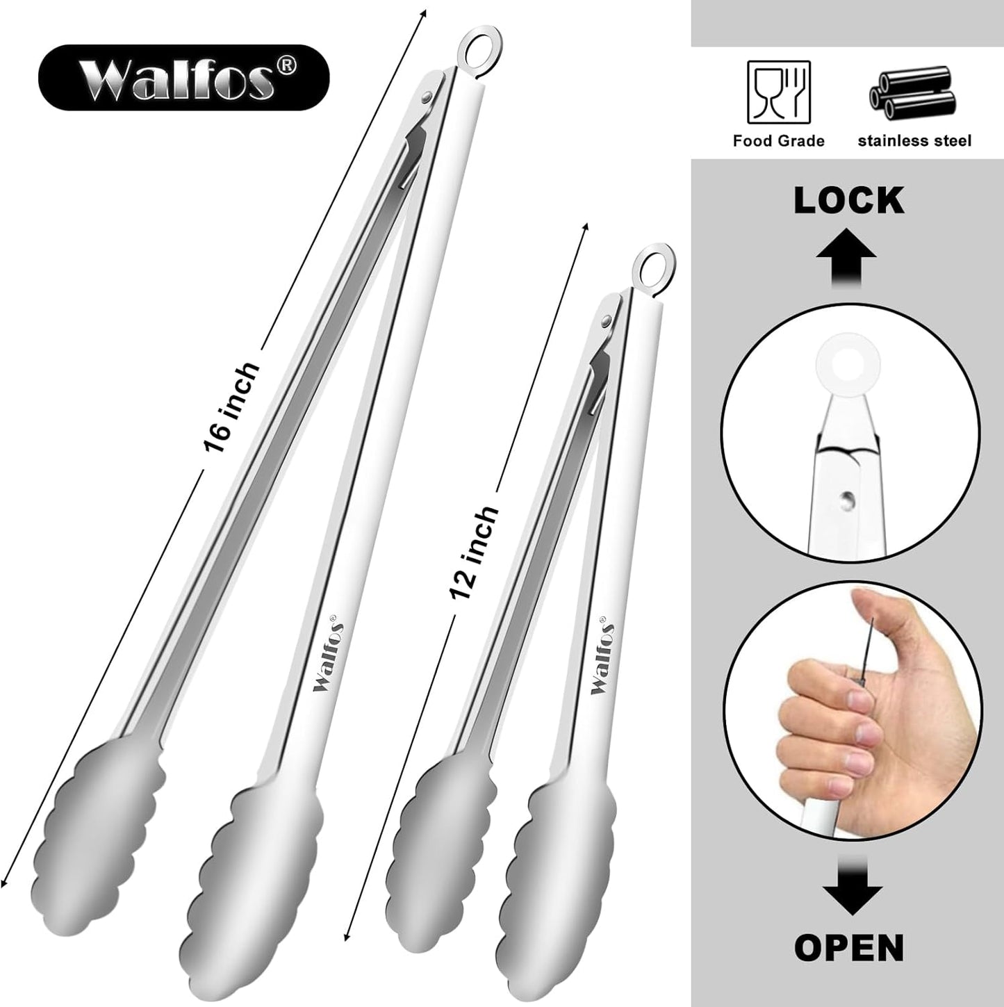 Walfos Small Gold Tongs For Serving,Food Grade Stainless Steel 4" Mini Tongs Appetizers for Parties Catering, Sugar，Desserts，Tea Party, Coffee Bar, Set of 12 （Gold）