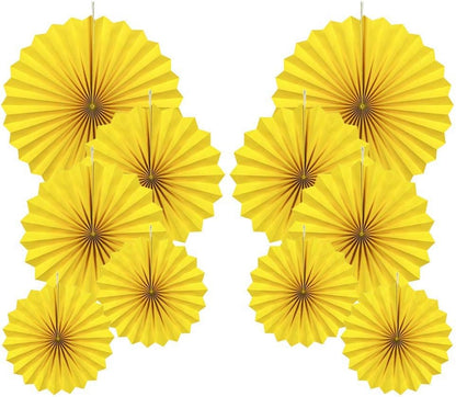 Party Hanging Paper Fans Decorations Set, Gold Round Paper Fan Ceiling Party Decoration Suppiles,Set of 10