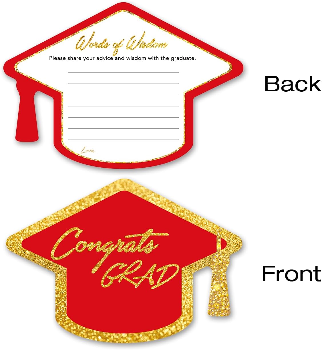 Yuzi-n Graduation Advice Cards for The Graduate (50 Pack), High School or College Graduation Party Games Decorations Supplies, Well Wishes Card for Graduates, Advice For The Graduate Cards (Black)