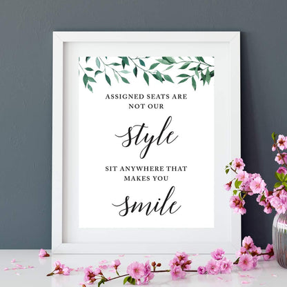 Andaz Press Wedding Party Signs, Natural Greenery Green Leaves, 8.5x11-inch, Bridal Shower Scavenger Hunt, 1-Pack - Colors B