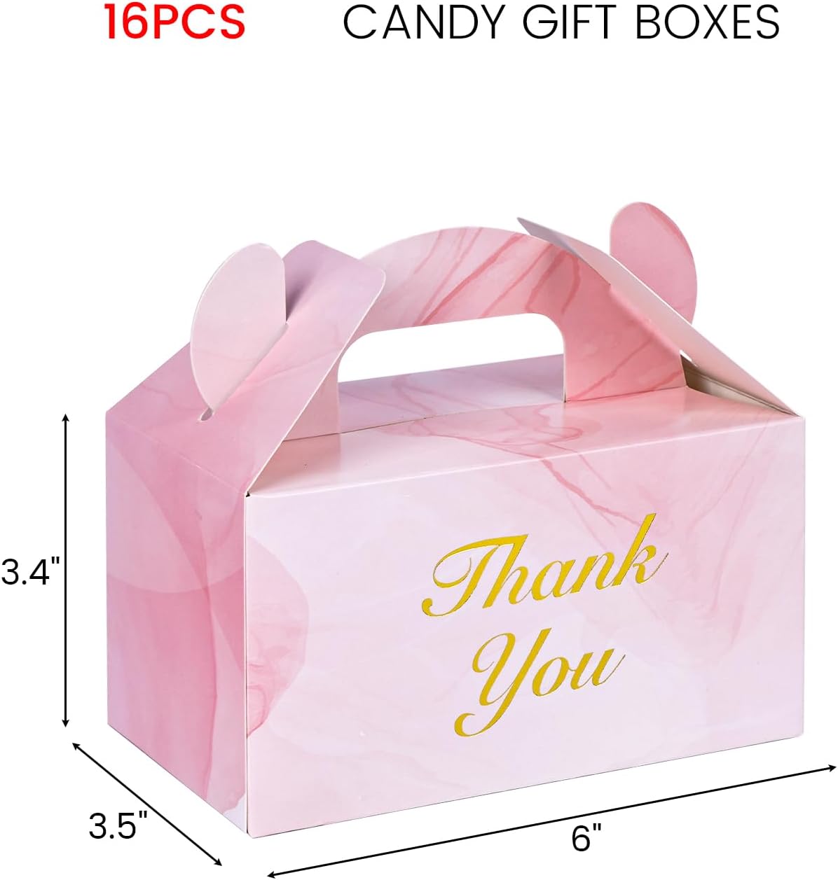VGOODALL 16PCS Gable Treat Boxes Goodie Bags, 6x3.5x3.5inch Colorful Paper Gift Boxes for Kids Snacks, Candy, Toys, Birthday Party, Wedding