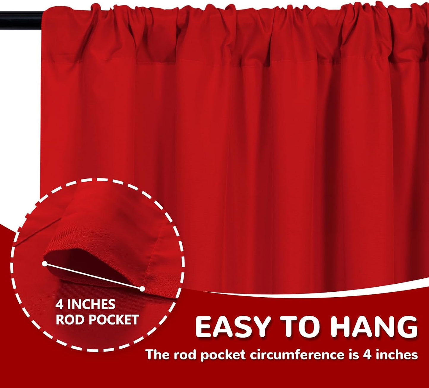 MEETSKY Black Backdrop Curtains for Parties - 10ft x 8ft Party Photo Background Curtain Rod Pocket Fabric Drapes Panels for Boys Birthday Holiday Home Halloween Decoration, 5ft x 8ft, 2 Panels
