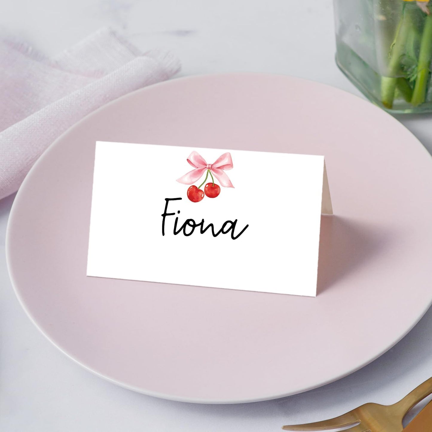 Gold Foil Border Place Cards, Set of 25 Tent Name Cards for Table Setting, Food Label for Wedding, Baby Shower, Birthday Dinner Party Supplies -010